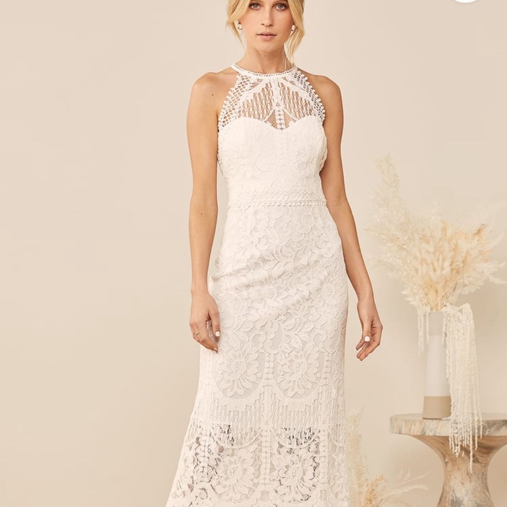 NWT Lulus White Lace Tiered Dress